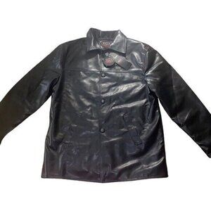 Ega Emporio Collezioni Italian Men's Large Black Faux Leather Jacket